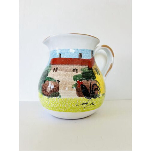 Sur la Table Pitcher Rooster Country farmhouse hand paint Italy jug - Picture 3 of 8